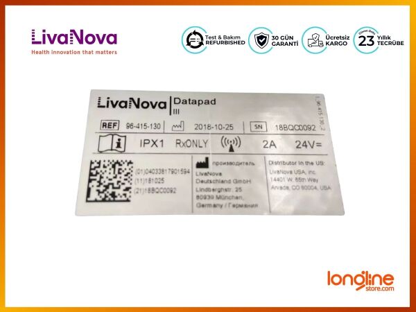LivaNova Datapad 96-415-130 IPX1 RxONLY SYSTEM PANEL SORIN BQC 815 - 5