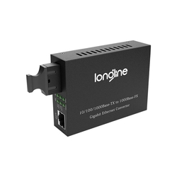 LONGLINE - Longline 10/100/1000M 1310nm SM 40Km SC Media Converter + Single-mode Duplex LC/UPC-SC/UPC 10 Metre Fiber Kablo
