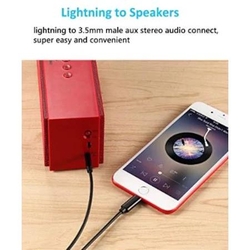 Longline iPhone Lightning To 3.5mm Jack Siyah Aux Kablo - Thumbnail