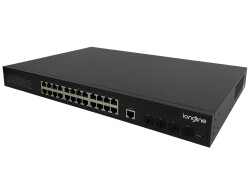 LONGLINE LNG-M3XF4GE24 24-Port Gigabit L3 Managed Industrial PoE+ Switch w/ 4x 10G SFP+ Uplinks - 4