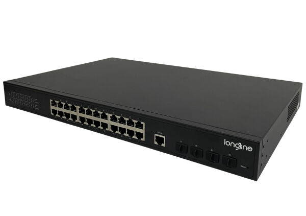 LONGLINE LNG-M3XF4GE24 24-Port Gigabit L3 Managed Industrial PoE+ Switch w/ 4x 10G SFP+ Uplinks - 4