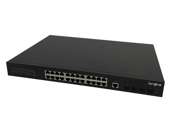 LONGLINE LNG-M3XF4GE24 24-Port Gigabit L3 Managed Industrial PoE+ Switch w/ 4x 10G SFP+ Uplinks - 5