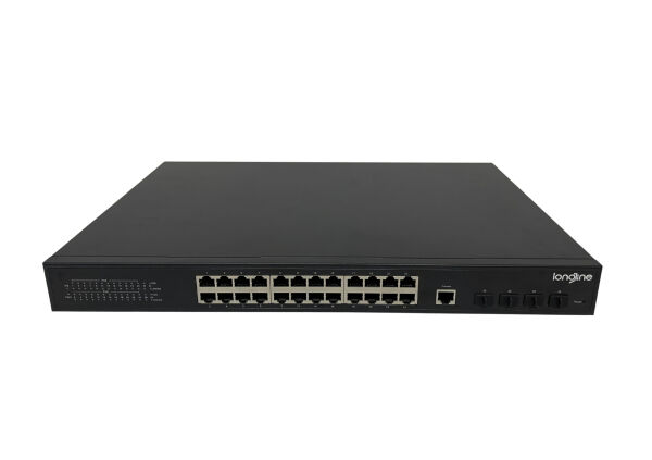 LONGLINE LNG-M3XF4GE24 24-Port Gigabit L3 Managed Industrial PoE+ Switch w/ 4x 10G SFP+ Uplinks - 2