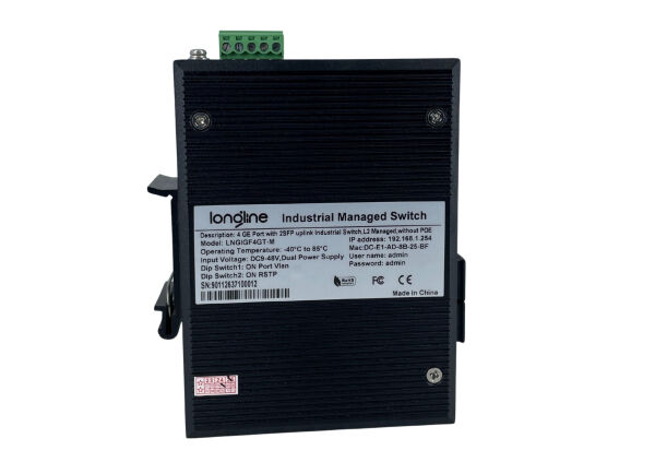 LONGLINE LNGIGF4GT-M 2×1000Base -X SFP port+4×1000Base-T RJ45 port ,dual power ,DC9-48V(redundancy) with Management Endüstriyel Switch - 5