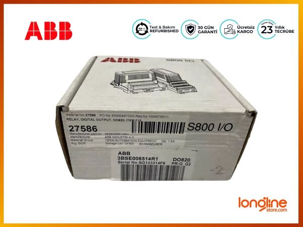 NOB ABB DO820 DIGITAL OUTPUT RELAY MODULE 3BSE008514R1 - 3
