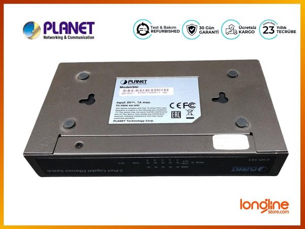 Planet 5-Port Gigabit Ethernet Switch, GSD-503, DC 5V 1A Max