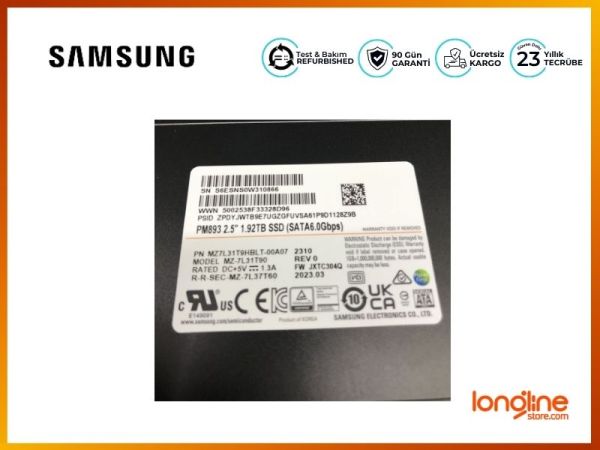 Samsung 1.92TB SSD 6Gb/s SATA PM893 MZ7L31T9HBLT HDD - 2
