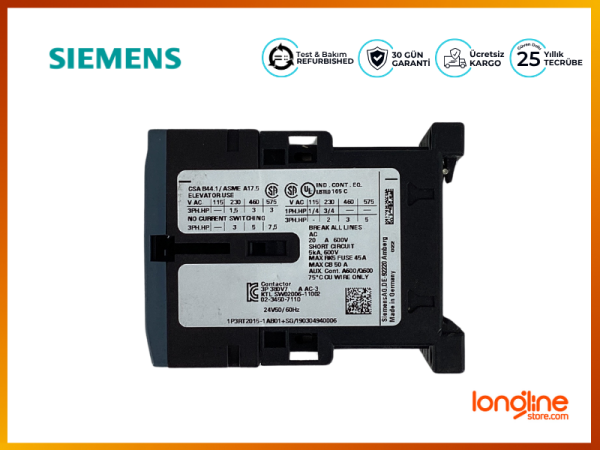 Siemens 3RT2015-1AB01 3RT2015 Contactor AC24V 50/60HZ - 3