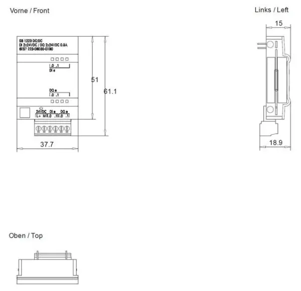 SIEMENS 6ES7223-0BD30-0XB0 S7-1200 DI/DQ x 2 24V DC 0.5A SB 1223 - 3